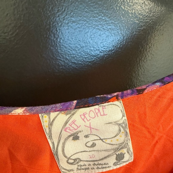 Free People size 10 EUC Orange and Blue Spaghetti Strap midi/maxi dress - Picture 10 of 15